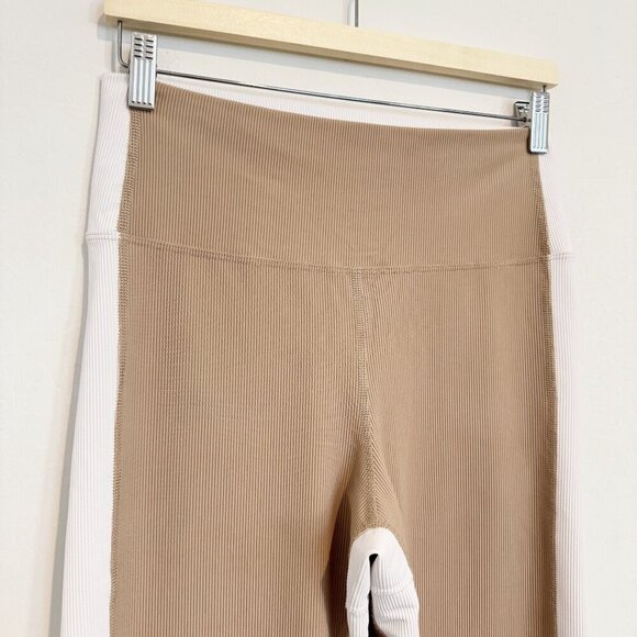 Beach Riot Ribbed Colorblock Athletic Workout Leggings Tan White Neutral Size XL - Picture 4 of 13